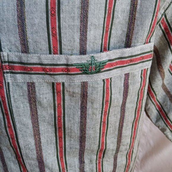 Vintage Mens Shirt Medium LEVIS DOCKERS PREPPY 1990's 90s STRIPED Logo Oversized - Picture 6 of 6